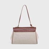 Limited Edition Canvas & Brown Vegan Leather Handbag