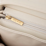 Cream Leather-Look Shoulder Bag with Detachable Crossbody Strap
