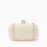 Pearl Beaded Clutch Bag with Detachable Chain Strap