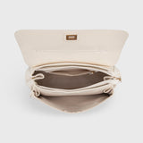 Cream Leather-Look Shoulder Bag with Detachable Crossbody Strap