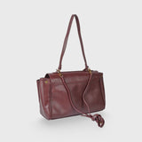 Vintage Burgundy Shoulder Bag with Charm