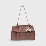 Vintage Brown Shoulder Bag with Charm