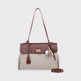 Limited Edition Canvas & Brown Vegan Leather Handbag