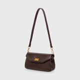 Brown Leather-Look Crossbody Bag with Adjustable Shoulder Strap