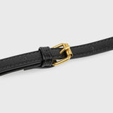 Black Leather-Look Crossbody Bag with Adjustable Shoulder Strap