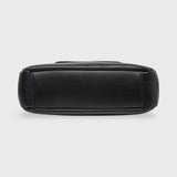 Black Leather-Look Crossbody Bag with Adjustable Shoulder Strap