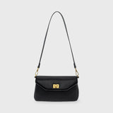 Black Leather-Look Crossbody Bag with Adjustable Shoulder Strap