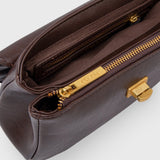 Brown Leather-Look Crossbody Bag with Adjustable Shoulder Strap