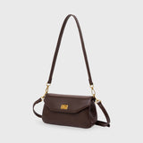 Brown Leather-Look Crossbody Bag with Adjustable Shoulder Strap