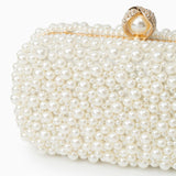 Pearl Beaded Clutch Bag with Detachable Chain Strap