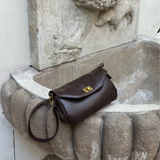 Brown Leather-Look Crossbody Bag with Adjustable Shoulder Strap