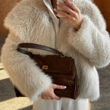 Vintage Brown Suede Shoulder Bag