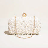 Pearl Beaded Clutch Bag with Detachable Chain Strap
