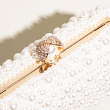 Pearl Beaded Clutch Bag with Detachable Chain Strap
