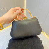 Pearl Beaded Floral Clutch Bag with Metal Top Handle
