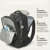 Black Travel Backpack with Vacuum Compression