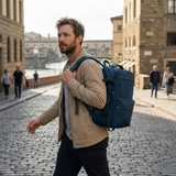 Blue Travel Backpack with Packing Cubes