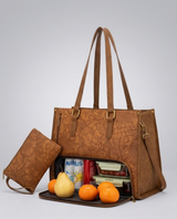 Insulated Leather Lunch Tote Bag with Laptop Compartment