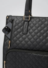 Quilted Insulated Leather Lunch Tote Bag with Laptop Compartment