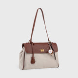 Limited Edition Canvas & Brown Vegan Leather Handbag