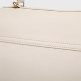 Cream Leather-Look Shoulder Bag with Detachable Crossbody Strap