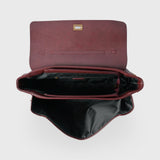 Vintage Burgundy Shoulder Bag with Charm