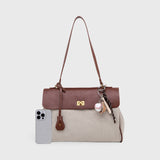 Limited Edition Canvas & Brown Vegan Leather Handbag