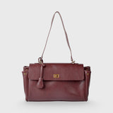 Vintage Burgundy Shoulder Bag with Charm