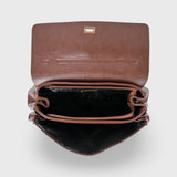 Vintage Brown Shoulder Bag with Charm