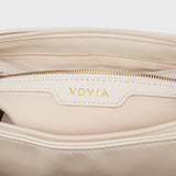 Cream Leather-Look Shoulder Bag with Detachable Crossbody Strap