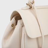 Cream Leather-Look Shoulder Bag with Detachable Crossbody Strap