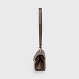 Brown Leather-Look Crossbody Bag with Adjustable Shoulder Strap