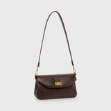 Brown Leather-Look Crossbody Bag with Adjustable Shoulder Strap