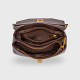 Brown Leather-Look Crossbody Bag with Adjustable Shoulder Strap