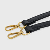 Black Leather-Look Crossbody Bag with Adjustable Shoulder Strap