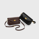 Brown Leather-Look Crossbody Bag with Adjustable Shoulder Strap