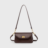 Brown Leather-Look Crossbody Bag with Adjustable Shoulder Strap