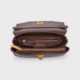 Brown Leather-Look Crossbody Bag with Adjustable Shoulder Strap