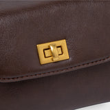 Brown Leather-Look Crossbody Bag with Adjustable Shoulder Strap