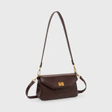 Brown Leather-Look Crossbody Bag with Adjustable Shoulder Strap