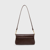 Brown Leather-Look Crossbody Bag with Adjustable Shoulder Strap