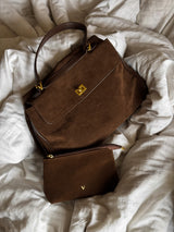 Vintage Brown Suede Shoulder Bag