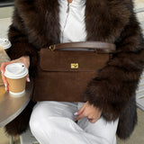 Vintage Brown Suede Shoulder Bag