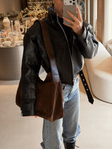 Vintage Brown Suede Hobo Bag