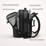 Black Underseat Travel Backpack with Vacuum Compression