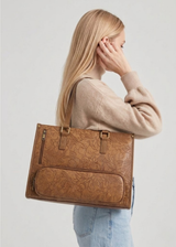 Insulated Leather Lunch Tote Bag with Laptop Compartment
