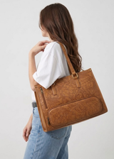 Insulated Leather Lunch Tote Bag with Laptop Compartment