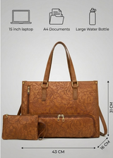 Insulated Leather Lunch Tote Bag with Laptop Compartment