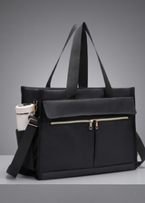 Large Multi-Pocket Nylon Tote Work Bag with Shoulder Strap