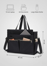 Large Multi-Pocket Nylon Tote Work Bag with Shoulder Strap